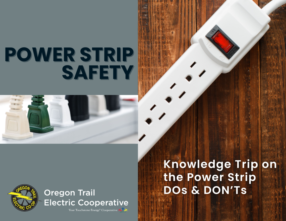 Photo of Power Strip that says Knowledge Trip on Power Strip Safety